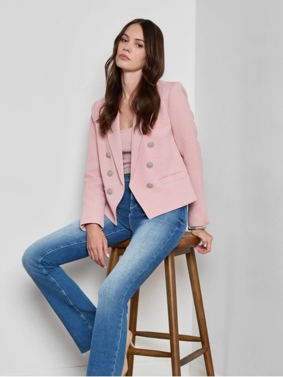 L'AGENCE Jackets & Blazers - L’agence Brooke Open-Front Brooke Blazer in Pale Rose Faded Chain Size 8